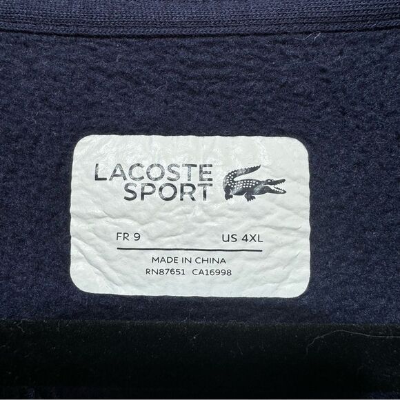 Lacoste Sport- Navy Blue Embroidered Full Zip Sweatshirt- Sz. 4XL - Picture 6 of 12